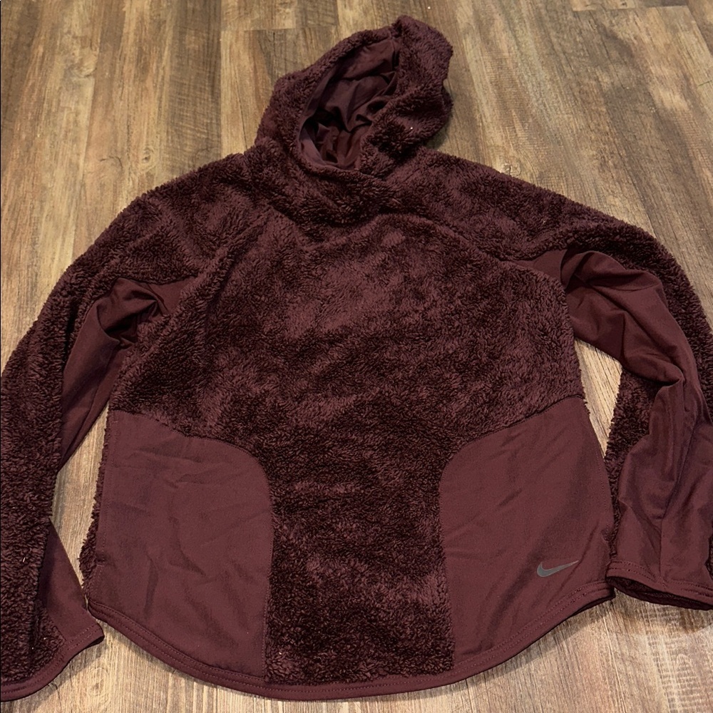 Nike Sherpa Purple Burgundy Fleece Pullover Hoodie size S